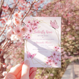 Invitation Boho rose papillon floral embrasse Baby shower fil