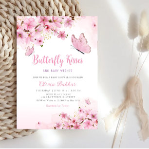 Invitation Boho rose papillon floral embrasse Baby shower fil