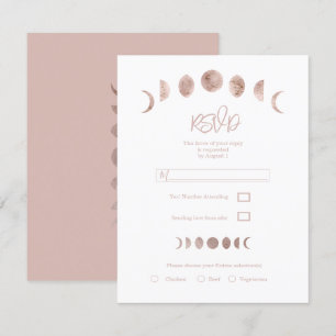 Invitation Boho Rose Phases de Lune Mariage Moderne Minimalis