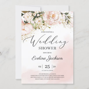 Invitation Boho rose rose floral or parties scintillant weddi