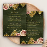 Invitation Boho rose Rose islamique Motif vert Mariage musulm<br><div class="desc">Éblouissez vos invités avec cet élégant invitation de mariage avec un beau motif or et de belles fleurs rustiques avec "Bismillah" en calligraphie arabe. Ajoutez simplement les détails de votre événement sur ce modèle facile à utiliser pour en faire une invitation unique.</div>