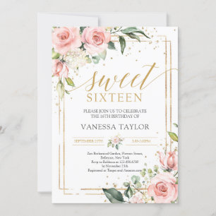 Invitation Boho rose rose rose rose roses or parties scintill