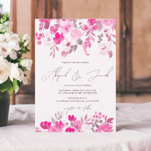 Invitation Boho rose rustique main peint à la mariage floral