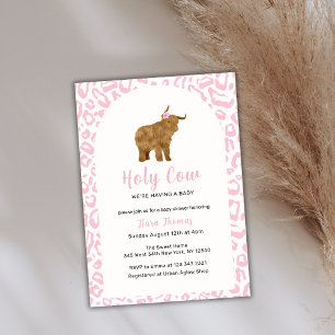 Invitation Boho rose Saint-Vache Highland Cow Girl Baby showe