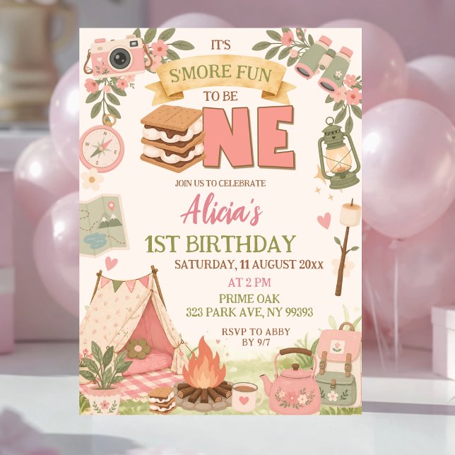 Invitation Boho Rose Smore Amusant d'être Un Premier Annivers (Créateur téléchargé)