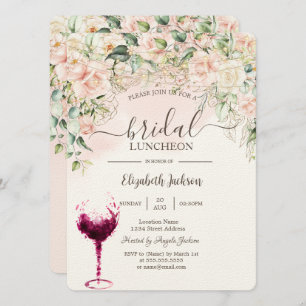 Invitation Boho Roses, Lundi de Nuptiale en Verre Vin