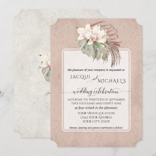 Invitation BOHO Rouge à lèvres Orchidée Floral Tropical Feuil