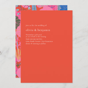 Invitation Boho rouge coloré Floral Minimaliste moderne Maria