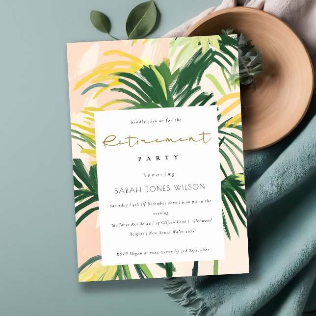 Invitation Boho Rouge Vert Palmier Tropical Retraite  (Créateur téléchargé)