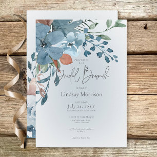 Invitation Boho Rust & Blue Floral sur White Bridal Brunch