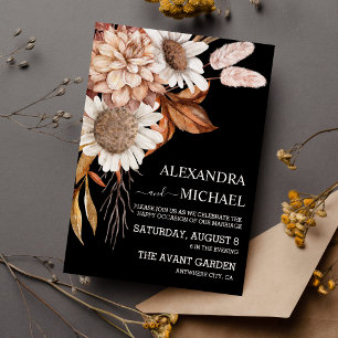 Invitation Boho Rust Terracotta séché Fan Fleurs Mariage