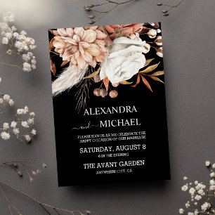 Invitation Boho Rust Terracotta séché Fan Fleurs Mariage Inv.