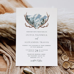 Invitation Boho Rustic Antlers Mariage de montagne
