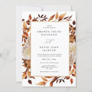 Invitation Boho Rustic Automne Feuilles Mariage de verdure