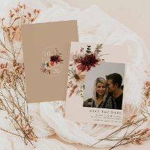 Boho Rustic Fall Floral Photo Enregistrer la date