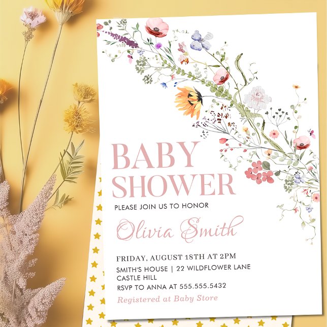 Invitation Boho Rustic Fleur sauvage Baby shower Floral (Créateur téléchargé)
