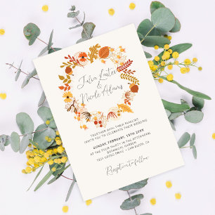 Invitation Boho Rustic Floral Automne Falls Mariage photo