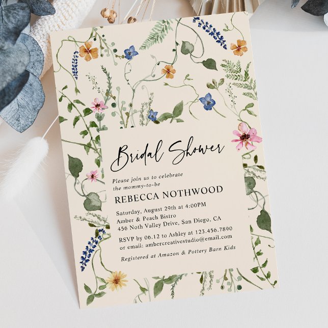 Invitation Boho Rustic Garden Fête des mariées Fleur sauvage (Créateur téléchargé)