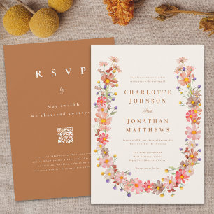 Invitation Boho Rustic Mariage de automne Fleur sauvage