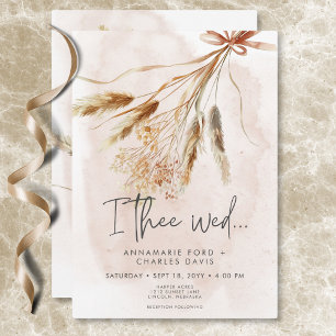 Invitation Boho Rustic Pampas & Mariage de bouquet d'herbe sé