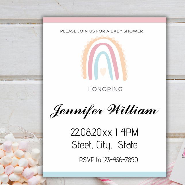 Invitation Boho Rustic Rainbow Baby shower neutre genre (Créateur téléchargé)