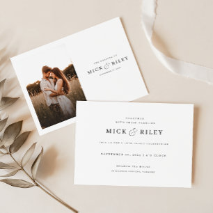 Invitation Boho Rustic Script Photo Budget Mariage