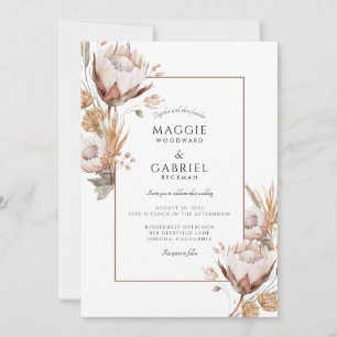 Invitation Boho Rustic Terracotta Fleur sauvage Mariage