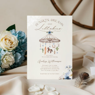 Invitation Boho Rustic Wagon Wheel Mobile Baby shower occiden