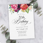 Invitation Boho Rustic Watercolor Floral 70e fête d'anniversa<br><div class="desc">Cette invitation à la fête du 70e anniversaire, de style boho, magnifique et féministe, présente une palette de couleurs riches somptueuse en terre cuite, pêche profonde, rouge bordeaux, violet, turquoise et jaune. Les jolis éléments botaniques aquarelles ont un charme organique d'inspiration nature et faire pop l'invitation avec style. Élégant script...</div>