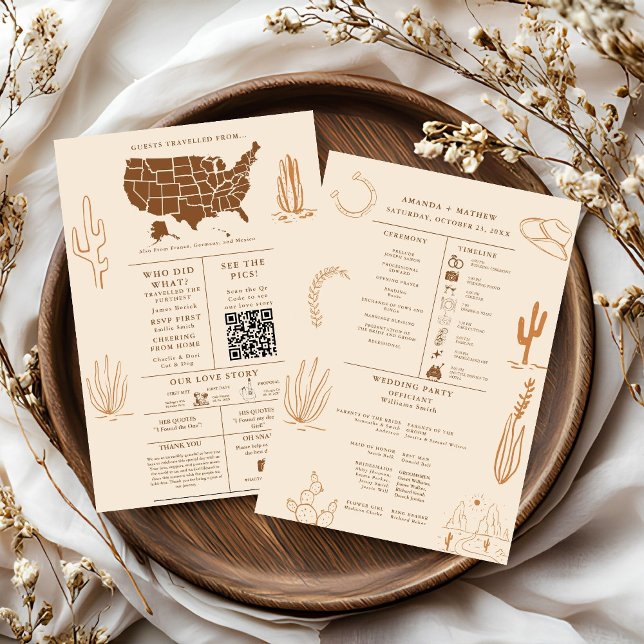 Invitation Boho Rustic Western Cowboy Mariage Info Graphique (Créateur téléchargé)
