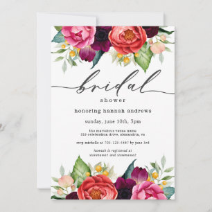 Invitation Boho rustique aquarelle Fête des mariées florale