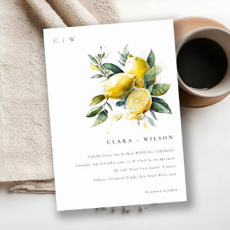 Invitation Boho Rustique Aquarelle Jaune Citron Jaune Mariage