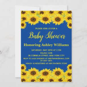 Invitation Boho Rustique Aquarelle Tournesols Baby shower mou