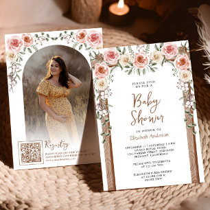 Invitation Boho Rustique Baby shower de la canopée photo Flor