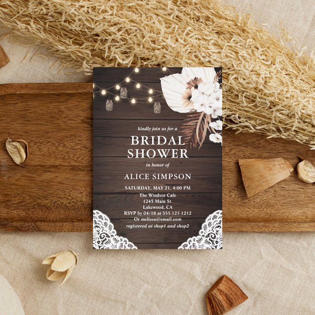 Invitation Boho Rustique Beige Floral Douche nuptiale Invitat (Créateur téléchargé)