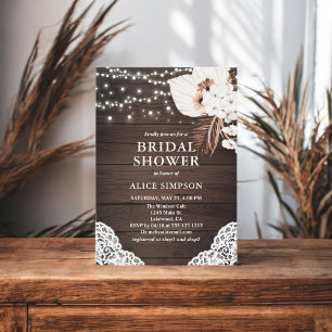 Invitation Boho Rustique Beige Floral Douche nuptiale Invitat