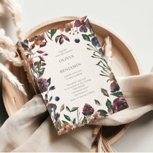 Invitation Boho Rustique Botanique Bourgogne Mariage frontali