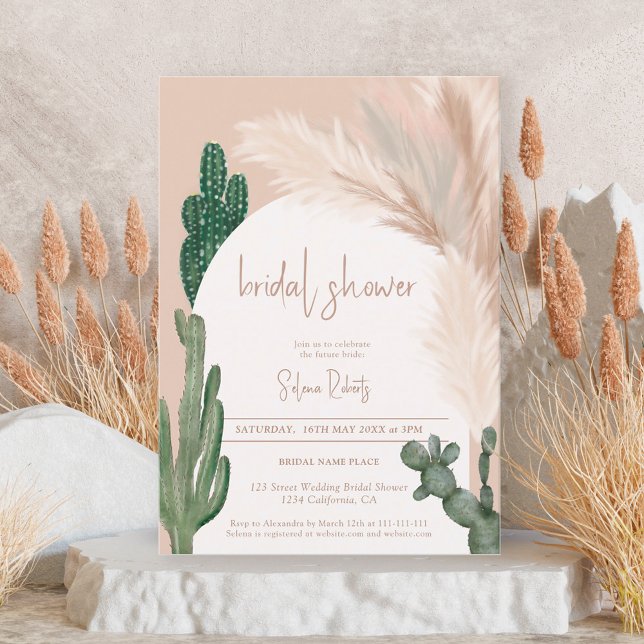 Invitation Boho rustique chic cactus pampas arch nuptiale (Créateur téléchargé)