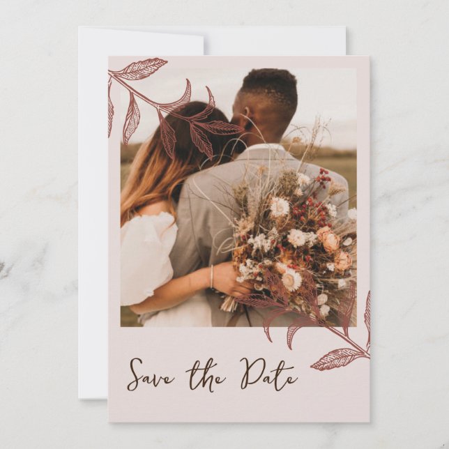 Invitation Boho rustique chic mariage photo enregistrer les c (Devant)