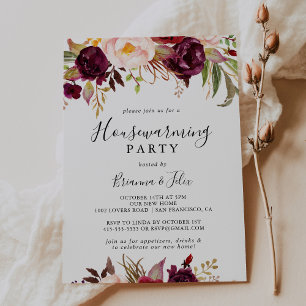Invitation Boho rustique coloré Floral Fête de réchauffement