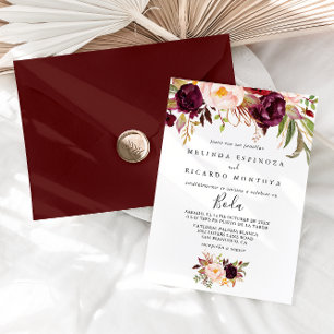 Invitation Boho rustique coloré Floral Mariage espagnol