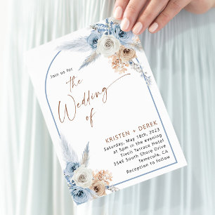 Invitation Boho Rustique Dusty Blue Floral Arch Mariage