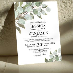 Invitation Boho rustique Eucalyptus & Verdure Mariage élégant