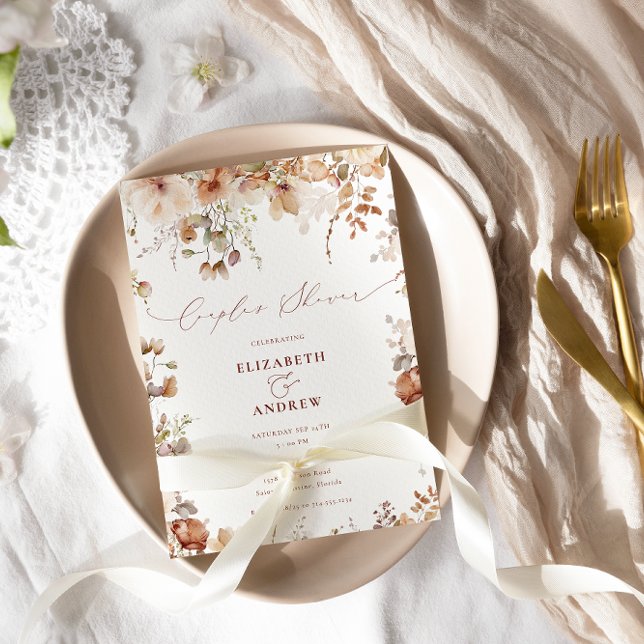 Invitation Boho Rustique Fleurs Jardin Couples Douche (Créateur téléchargé)