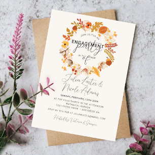 Invitation Boho Rustique Floral Automne Chutes Fête de Fiança