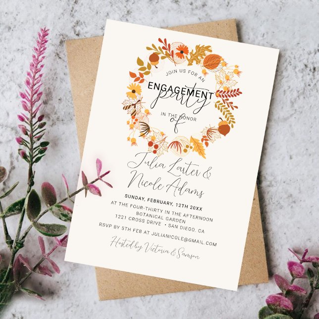 Invitation Boho Rustique Floral Automne Mariage Fiançailles (Créateur téléchargé)