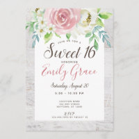 Boho Rustique Floral Sweet 16 Anniversaire