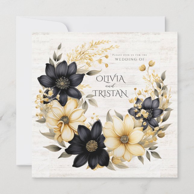 Invitation Boho Rustique Mariage de bois Floral (Devant)