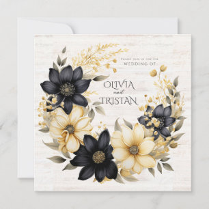 Invitation Boho Rustique Mariage de bois Floral