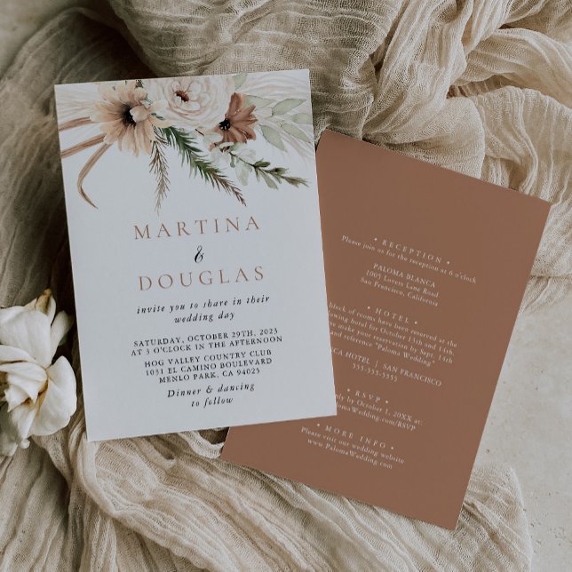 Invitation Boho rustique Mariage officiel simple avant et arr (Créateur téléchargé)